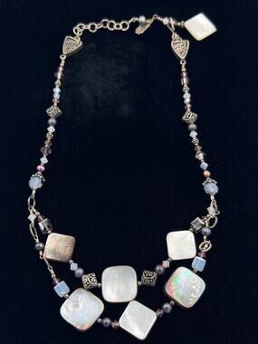 Tres Jolie 925 Sterling Silver Pearls Bohemian Mixed-media Statement Necklace
